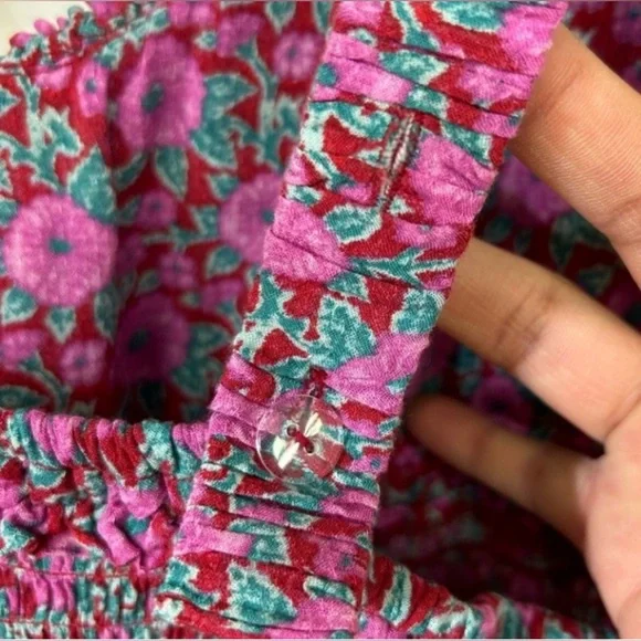 Free People Intimately Juniper Floral Mini Dress Smocked Bodycon Pink Sz Small - Picture 14 of 14